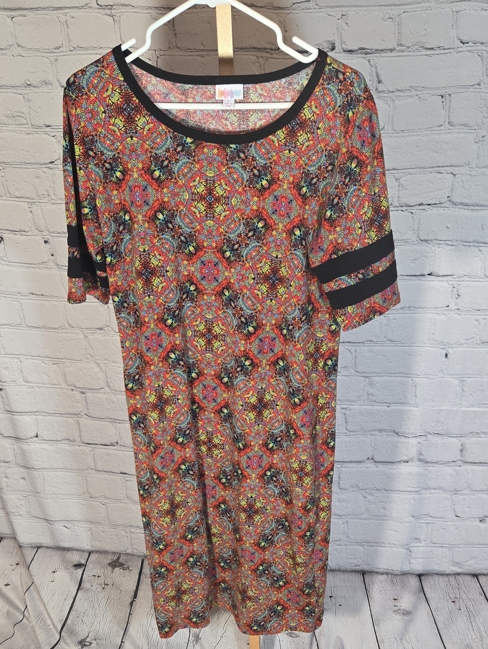 LuLaRoe Black-Trim Multicolor Print Top